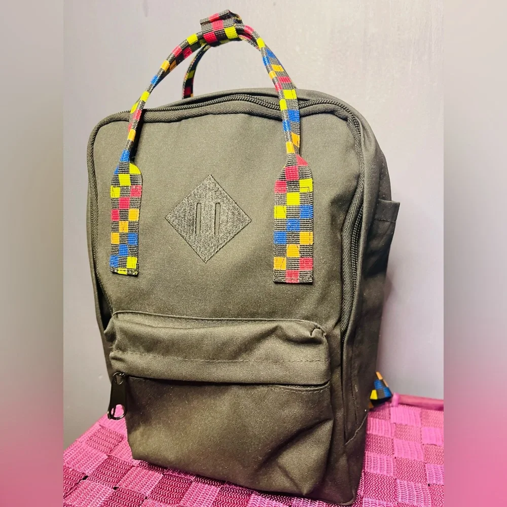 Black Multi Color Mini Backpack - Picture 1 of 8
